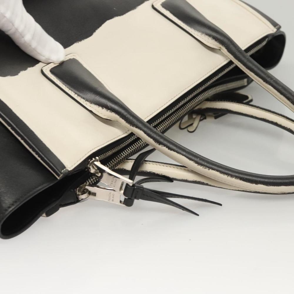 PRADA Hand Bag Leather Black White Auth 122125 - Picture 6 of 16